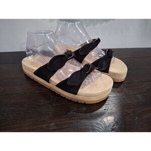 NWOB Jack Rogers Monica Double Knot Black Suede Platform Slide Sandals/Sz. 8.5M